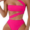 Lilosy Sexy Cutout Tube High Waist Bandeau Bathing One Piecce Swimsuit (XX-Small, Tube Hot Pink)