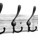 IBosins Wall Mounted Coat Rack, 31.4'' Long, Rustic Wood & Aluminum Coat Rack with 8 Black Tri-Hooks for Coat, Bag, Towel, Key, Hat, Umbrella (Old White)