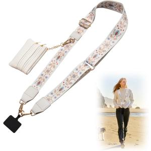 Cell Phone Lanyard Crossbody,Adjustable Cell Phone Strap with Wristlet,Clip and Go Strap for Phone with Wallet (Q)