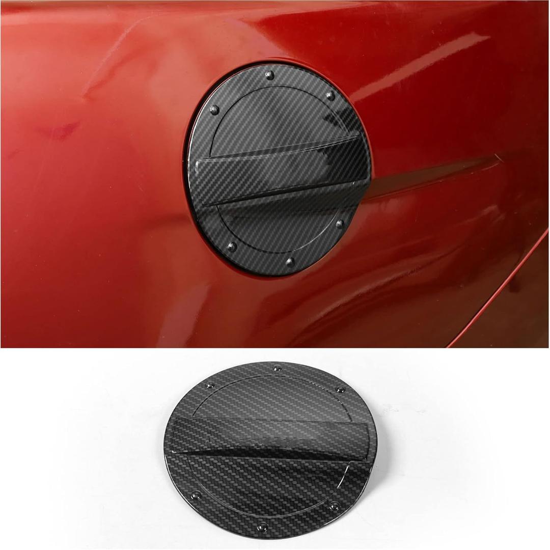 RT-TCZ Carbon Fiber Fuel Filler Door Gas Tank Cap Cover Exterior Decoration Accessories for 2015-2023 Ford Mustang