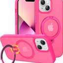 CACOE Magnetic Case for iPhone 13/14 6.1 inch with 360 Rotatable Ring Stand, Compatible with MagSafe Car Phone Mount, Cases Cover Phone Holder for Desk Meeting/Videos Rose