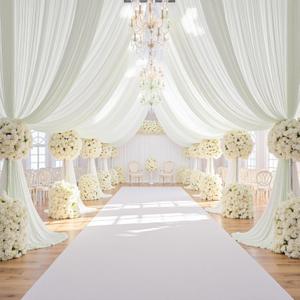 50ftx14ft Ivory Backdrop Curtain for Wedding Parties, W5' x H14'