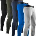 BUYJYA  5 Pack Men's Compression Pants Running Tights Workout Leggings Athletic Cool Dry Yoga Gym Clothes Gift (X-Large)