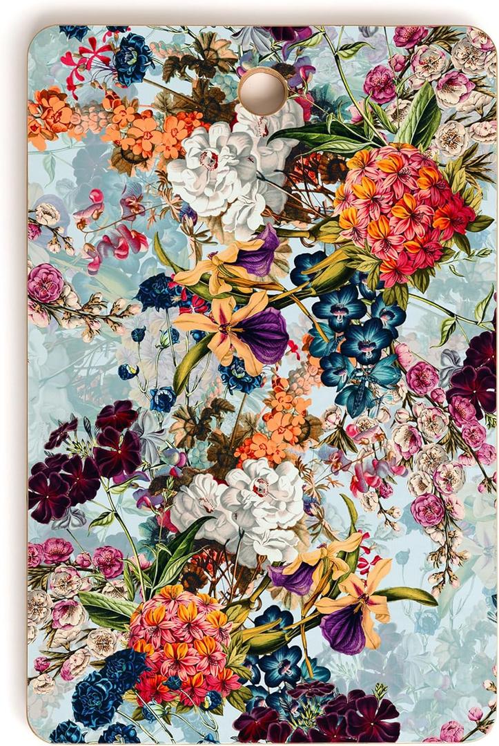 Society6 Bamboo Cutting Board- Kitchen Decor by Burcu Korkmazyurek - Unique Cutting Boards for Kitchen, 16" x 10.5" x 0.5", Summer Botanical Garden VIII