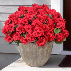 6 Pcs Artificial Geraniums Flowers for Outdoors Realistic Faux Silk Geraniums Red Fake Flowers UV Resistant Outdoor Flowers Plants for Front Porch Patio Garden Home Decor (6, Red)