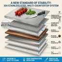 Stainless Steel Cutting Board with Lip, 15.7x19.6 In, Large Metal Board, 15.7"L x 11.8"W