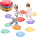 LoomLark Balance Stepping Stones for Kids Non-Slip River Stones Obstacle Course Play Indoor and Outdoor Coordination Game Sensory Toys Toddler Ages 3 4 5 6 7 8+, 10pcs
