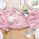 Wokceer Pink Cheesecloth Table Runner Spring 3Pack 10FT Blushing Pink Boho Gauze Easter Table Runner for Party Rustic Sheer Runners for Baby Bridal Shower Wedding