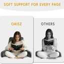 OAISZ Reading Pillow for Sitting in Bed Adult, 19" Reading Pillow with Shredded Memory Foam, Back Pillow for Sitting Up with Extend Arms, Pockets, Bed Pillow with Washable Cover, Grey