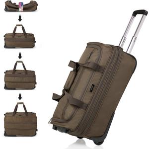 Hanke 20 Inch Expandable Carry On Luggage Suitcases with Wheels Foldable Duffle Bag for Travel Carry On suitcase Weekend Bag for Women Men（Coffee）