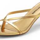 DREAM PAIRS Heels for Women Flip Flops Kitten Low Heels Open Square Toe Thong Heeled Sandals, Sexy Fashion Comfort Shoes for Party Casual Slides (6, Gold)