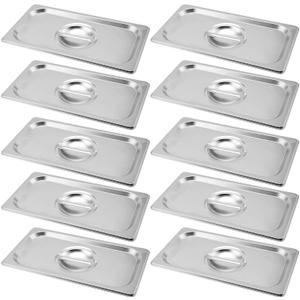 10 Pack 1/3 Size Stainless Steel Steam Table Lid, Hotel Pans Lids with Handle Solid Hotel Pan Cover for Hotel, Restaurant, Canteen and Party, Silver