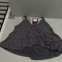 VNIRA Womens Sleeveless Peplum Spaghetti Strap Babydoll V Neck Ruffle Loose Fit Waffle Knit Crop Boho Tank Tops (Large, Dark Grey)