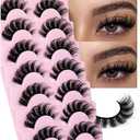 Mink Lashes Fluffy Wispy Lashes Natural Look 3D False Eyelashes D Curl Russian Strip Lashes 7 Pairs Short Fake Eyelash Pack by EYDEVRO, Set of 2