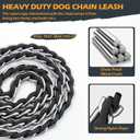 Chain Dog Leash Chew Proof Metal Leash for Medium Large Dogs, Chain Link Dog Anti Chew 5.2FT / 4FT Strong Anti Bite Comfortable Soft Padded Handle (Black, 5FT (30-80lb)