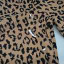 MakeMeChic Women's Cheetah Print Jackets Winter Faux Fur Coat Y2K Long Sleeve Button Down Jackets, L