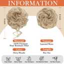 2PCS Messy Bun Piece for Women - Fake Hair Scrunchie & Bun Extensions, No-Slip Elastic Ties for Instant Updo, Wavy Curly Scrunchies for Thin/Thick Hair (Cream Blonde