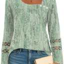 Disamer Long Sleeve Shirts for Women Fall Clothes Teacher Outfits 2026 Button Blouses Dressy Casual Square Neck Tunic Tops (M)