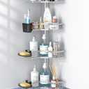 Corner Shower Caddy Tension Pole: 4tier adjustable Rustproof Bathroom Organizer Shelves - Bathtub shampoo rack 43.5-120 inch