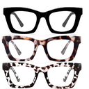 3pcs CCVOO 1.5 Oprah Style Reading Glasses for Women, Stylish Eyeglasses, Blue Light Readers for Women, Cheaters, (A2 Smoky Safari) +1.5
