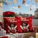 2 x Set of 2 Christmas Throw Pillow Covers 18x18 Inch Soft Decorative Angel Cushion Covers Holiday Blessing Winter Christmas Pillow Cases Rustic Farmhouse Decor for Sofa Couch Bed Living Room