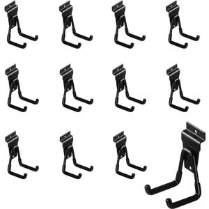 12Pack Slatwall Hooks Heavy Duty Slatwall Accessories Garage Slatwall Hooks and Hangers Small U Hook(Black)