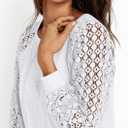 AUTOMET Womens Long Sleeve Shirts Casual Tops Dressy Outfits Fall Fashion Blouses Lace Clothes Y2k (White, XXL)