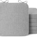 AddGrace Square Chair Cushions for Dining Chairs 6 Pack Non Slip Seat Cushions for Kitchen Chairs Indoor Thick Dining Room Chair Pads with Ties and Removable Cover 16'' x 16'' x 2'' (6, Light Grey)