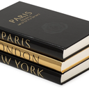 Decorative Books for Home Decor – Decorative Hardcover Display Faux Books for Bookshelf – Black and Gold Foiled Decor Books for Coffee Table – Fashion Designer Books Decor Set of 3 (Black and Gold)