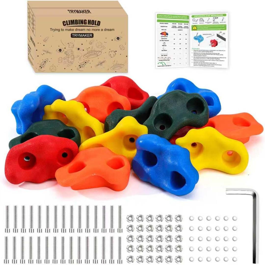 Trymaker Rock Climbing Holds, 15PCS Climbing Wall for Kids, Climbing Set for Adult Indoor and Outdoor(Small Size)