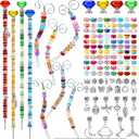 227 Pcs 14 Inch Garden Stakes Decorative DIY Wand Garden Stakes Wands with Diamond Toppers 8 Inch Caterpillar Garden Stake Beaded Stakes Fairy Sticks for Children Mom Outdoor Decoration