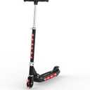 Hover-1 Lunar Kids Folding Kick Scooter with Color-Changing LED Light Up Wheels, Foot Brake, Adjustable Height Handle, and Light Weight Design (Black)