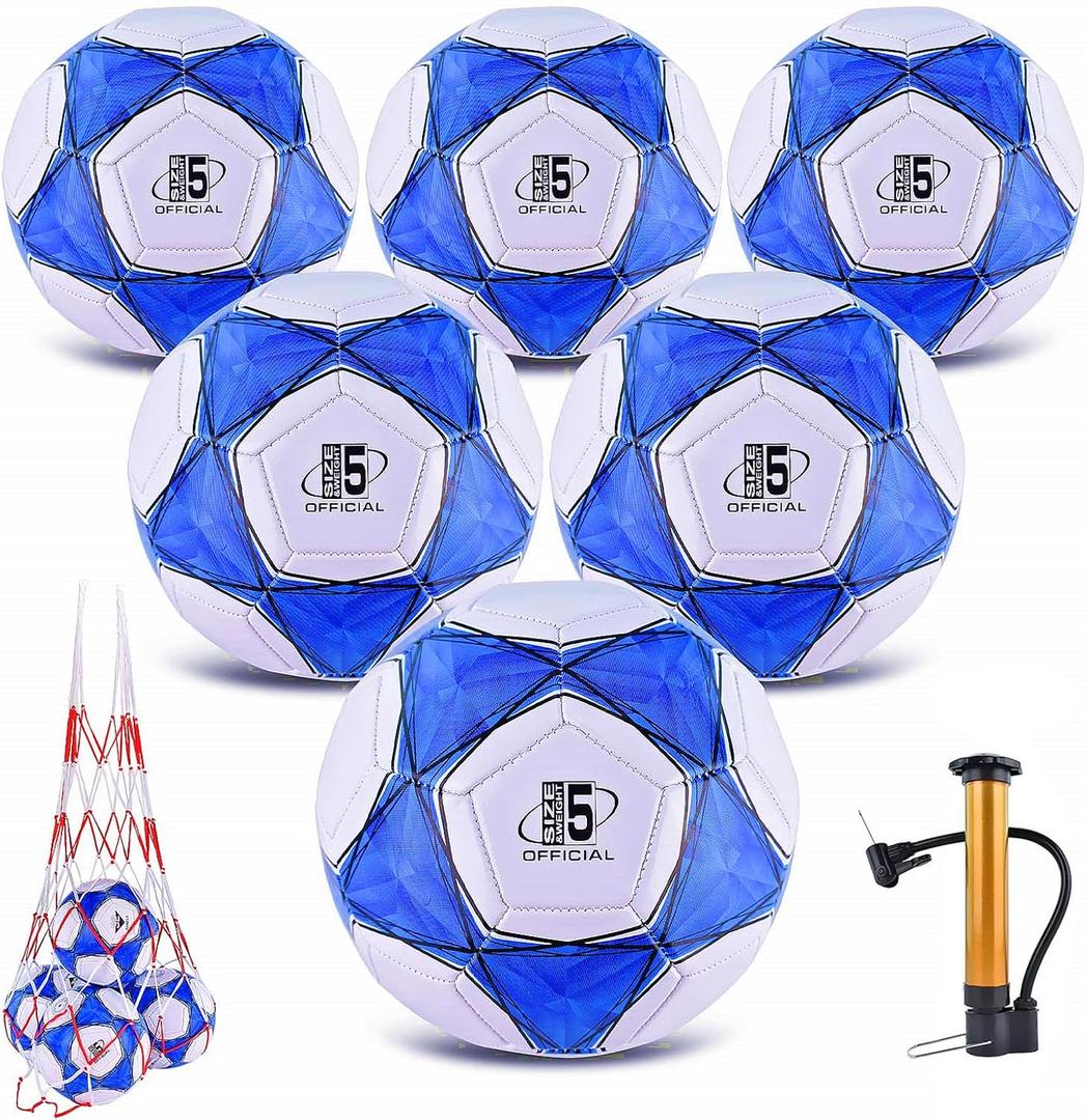 Classic deflated Soccer Balls Size 4/5 with Pump and Mesh Bag for Indoor Outdoor Lawn Game Training Practice Bulk Sport Gift for Beginner Adults