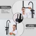 Taplong Matte Black Freestanding Tub Filler Faucet, Floor Mount Bathtub Faucet with Single Handle Handheld Shower, High Flow Bathroom Tub Faucet-51005B