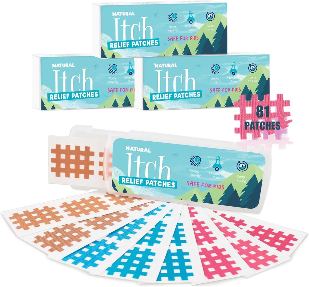 Bite Itch Relief Patches 81 Patches for Kids & Adults, Instantly Reduce Swelling Itching, All-Natural Anti Itch Patches Kid-Friendly for Travel, Hiking, Summer Camp Essentials (Multi)