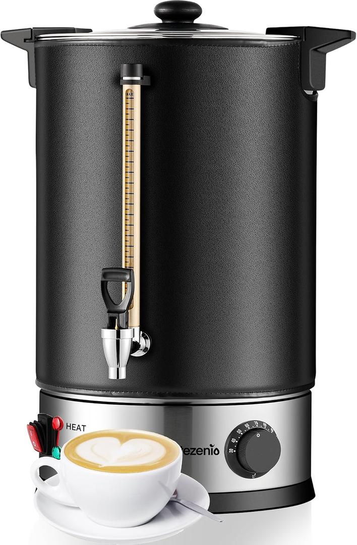 50-Cup Commercial Coffee Urn Stainless Steel Double Insulated Coffee Maker with Percolator System & Temp Control Function - Ideal for Events, Offices