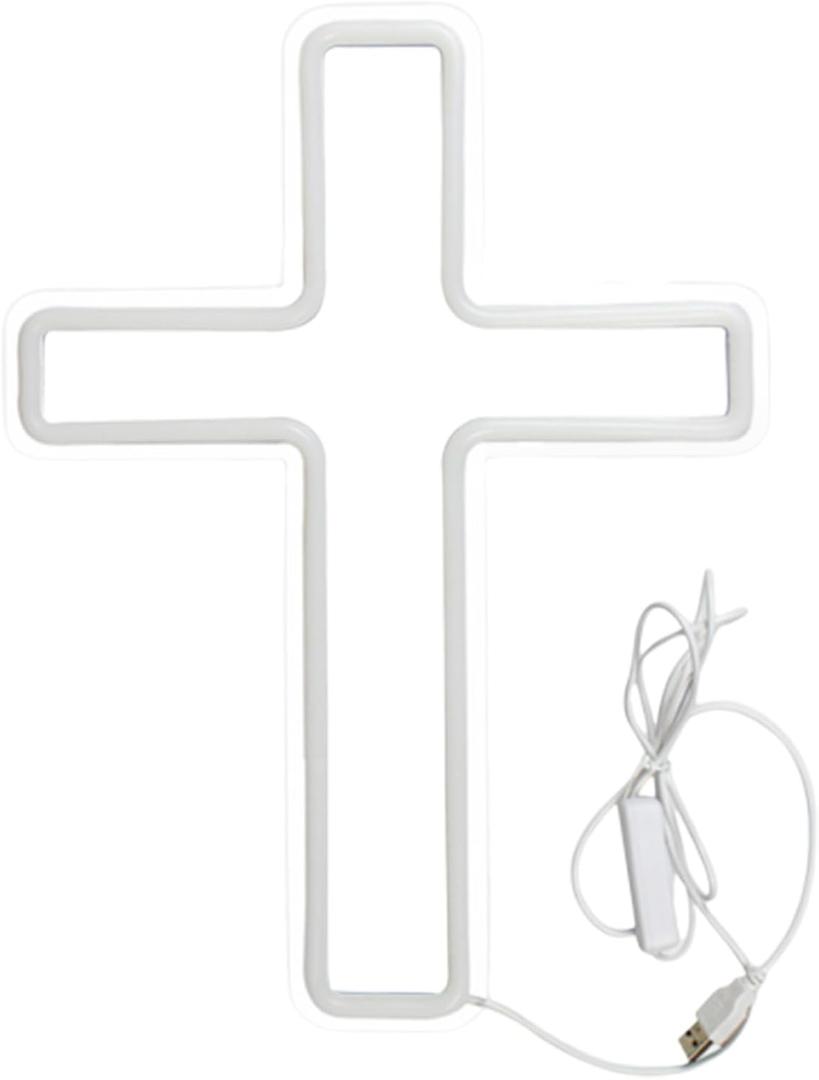 Jesus Wall Decor LED Light Signs USB Powered Cross Neon Signs God Holy Crucifix Hanging LED Cross Light Decorations for Religious Room Church Christmas Easter Christian Gift