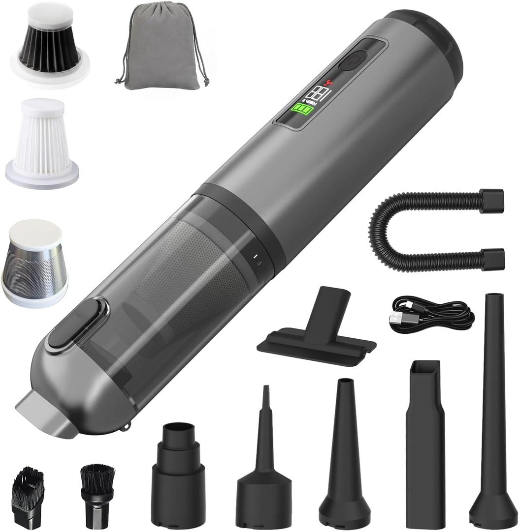 Cordless Car Vacuum Cleaner, 22000PA High Power Portable Handheld Car Vacuum & Air Duster, Mini Vacuum with LED Display, for Home, Office, Camping