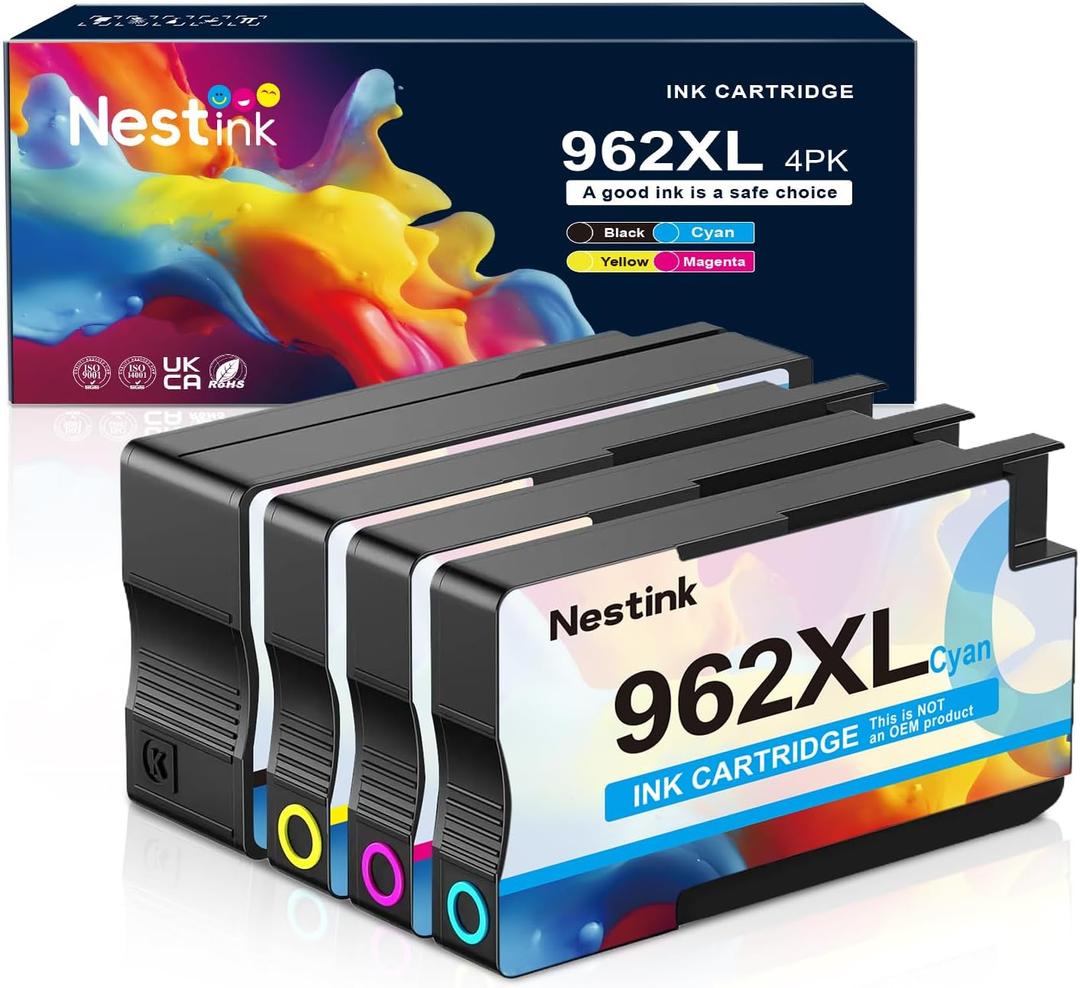 962XL Ink Replacement for HP 962XL Ink Cartridges Combo Pack for HP Ink 962XL Black and 962 Color Combo Pack Use with Officejet Pro 9010 Ink Cartridges 9015 9020 9025 Printers