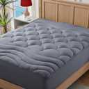 ELVEN HOME Full Size Mattress Pad for Pain Relief, Quilted Fitted Cooling Mattress Topper for Double Bed, Pillow Top Mattress Protector Cover with 8-21" Deep Pocket (54x75 inch, Grey)