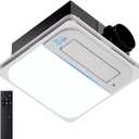 Bathroom Exhaust Fan with Humidity Sensor, Light and Heater - 190 CFM Quiet 1.0 Sone Vent Fan, 1800W Heat, 1500LM LED, Remote Control, Easy Install UL Certified