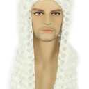 karlery Men Women Long Curly White Big Wig Judge Colonial Funny Wig for Halloween Costume Cosplay Party