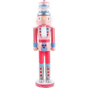 IMIKEYA Christmas Nutcrackers Figure: 1PCS Pink Wooden Nutcracker Soldier Christmas Ornament Decoration Ornament for Xmas Indoor Tabletop Desktop Shelves