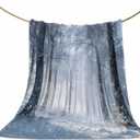 Christmas Throw Blankets, Winter Forests Soft Cozy Fleece Blanket Decorative for Home Sofa Couch Chair Living Bedroom Dorm,30x40 Inches, Nature Snowscape (Blue)