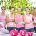 3 Pcs Breast Cancer Awareness Decorations Artificial Pumpkins Bulk Faux Foam Pumpkins with Pink Ribbon Pattern for Fall Halloween Table Decor (Hot Pink,4.33 Inch, 6.3inch, 7.87inch)