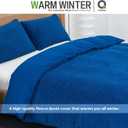 QUILTINA Shu Velveteen Warm Duvet Cover Set with 2 Pillowcases, King Size Coral Fleece Luxury Quilt Cover, Double Sided - Velvet and Sanded Fabric, Delicate Soft Fluffy, Blue, 104" x 90"