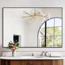 COFENY Black Bathroom Mirror for Wall, 32x48 Inch Rectangle Mirrors with Metal Frame, Modern Vanity Wall Mirror Decor for Bathroom Living Room, Entryway Hangs Horizontal or Vertical