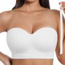 SHAPELLX Strapless Bras for Women Seamless Wireless Bandeau Bra Padded Tube Bra Non-Slip Convertible Bralette, L