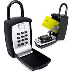 KeyGuard SL-500 Punch Button Lock Box, Black | Portable Shackle LockBox For Outside- Fits House Keys, Car Keys, Fobs, Credit Cards/IDs & More | Keypad Safe Box, Digital Push Button Combination Lock