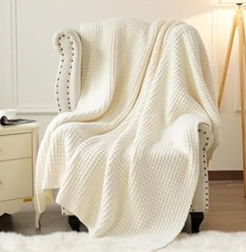 PHF Chenille Waffle Knit Throw Blanket- Plush Warm & Cozy 50" x 60" Ultra Soft Blanket- Chunky Fluffy Waffle Throws for Couch Bed Sofa - Charcoal Grey